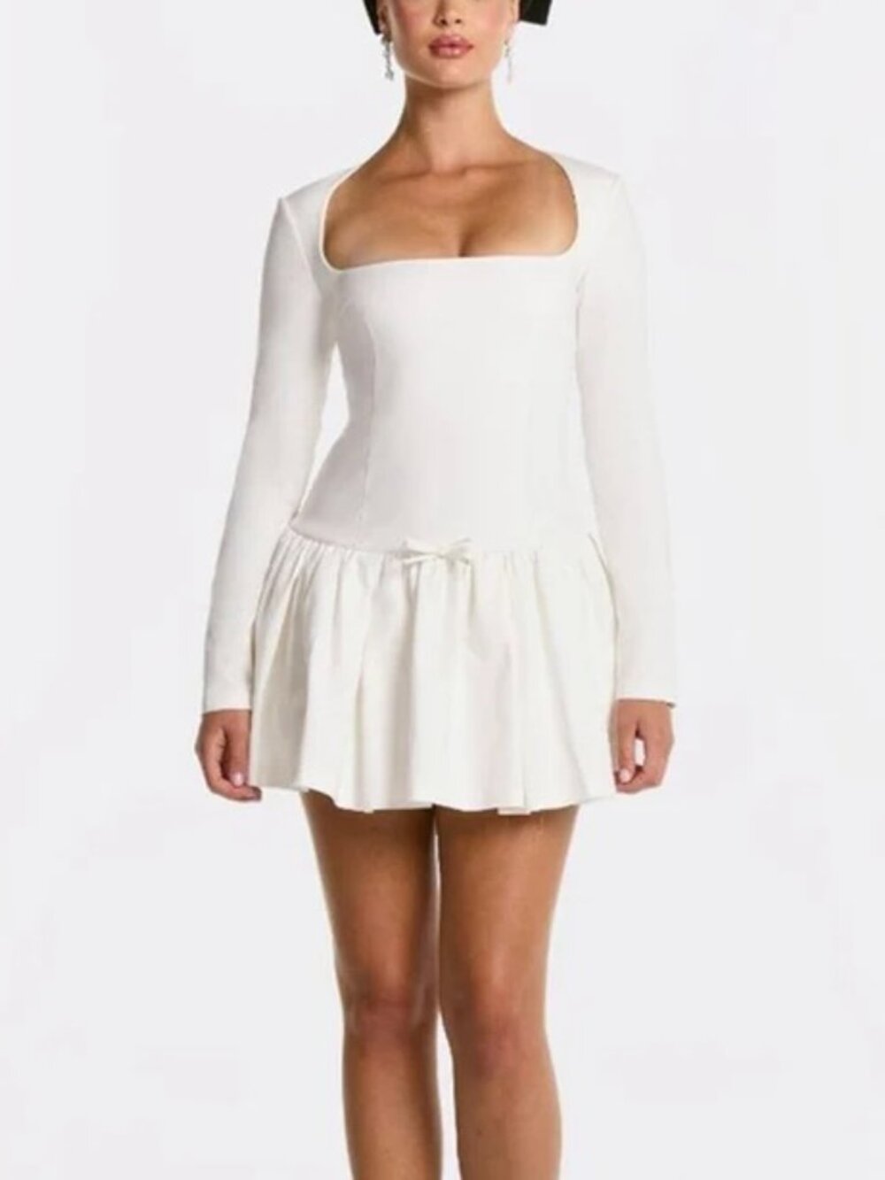 NEW Nana Jacqueline Audrina White Ruffled Hem Mini Dress S